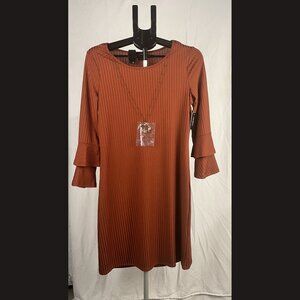 Tacera Women’s Brown Long Sleeve Dress Size M Casual Stretch Knit Fall Style